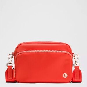 Lululemon Everywhere Crossbody Bag 2L Metal Hardware- Light Vermilion/Silver